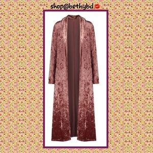 5 🌟 rated Rose Gold/Maueve Crushed Velvet Duster 2XL Now Available! Closet Fave